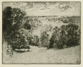 Joseph Pennell, etching, "The Thames at Richmond"