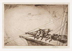 Arthur J. T. Briscoe, Etching, "Typhoon, The Burst Topsail" 1924