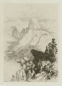 Thomas Moran, Etching, "The Half Dome- View From Moran Point" 1887