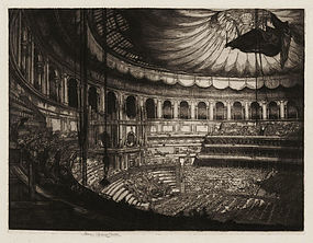 Francis Sydney Unwin, Etching, "The Albert Hall" 1916