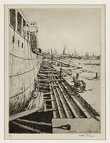 Arthur J. T. Briscoe, etching, "Drydock" 1928