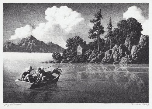 Hans Bok, lithograph, "Lazy Afternoon" c. 1940