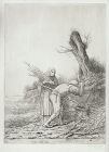 Alphonse Legros, large etching, Les Faiseurs de Fagots