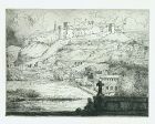 Louis Orr etching, Hillside, Avignon France