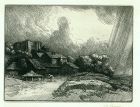 Alphonse Legros etching, La Ferme De Labbaye