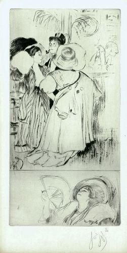 Louis Legrand etching English Bar, 1909