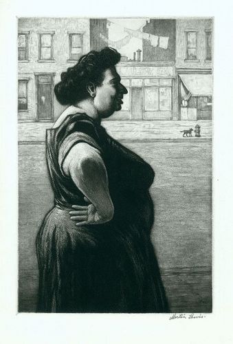 Martin Lewis etching, Boss of the BLock, 1939