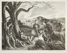 John S. deMartelly, lithograph, "Blue Valley Fox Hunt"