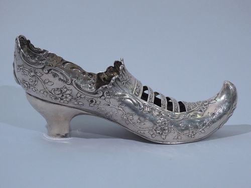 Antique German Sterling Silver Lady's Shoe with Elf Toe (item #1220321)
