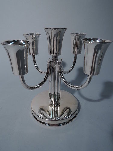 Austrian Art Deco Modern Silver 5-Light Candelabrum