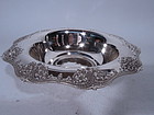 Antique Tiffany Edwardian Sterling Silver Bowl with Flowers & Roundels
