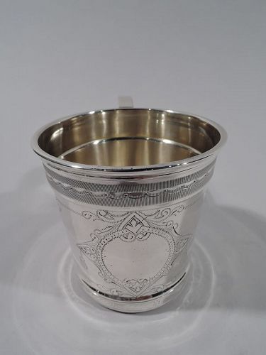 Antique American Aesthetic Coin Silver Baby Cup by Chicago Maker