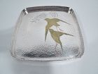 Rare Tiffany Japonesque Mixed Metal Tray with Gold Birds C 1878