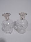 Pair of Antique English Sterling Silver, Pink Gold & Crystal Perfumes