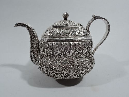Antique Indian Colonial Kutch Silver Teapot C 1880