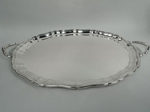 Large and Old-Fashioned Sterling Silver Tea Tray by Cartier