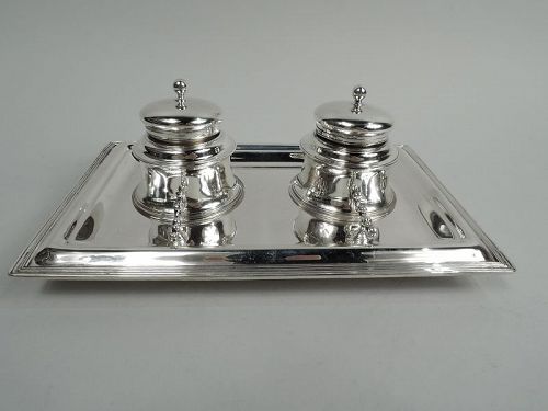 Antique Tiffany American Edwardian Sterling Silver Inkstand