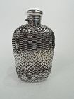 Large Antique Gorham American Edwardian Flask in Sterling Silver Cage