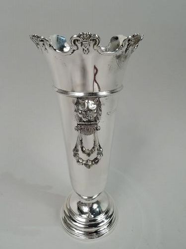 Antique English Edwardian Neoclassical Sterling Silver Vase 1912