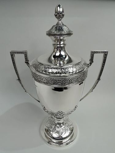 Very Large Market-Fresh English Sterling Silver Covered Urn 1917