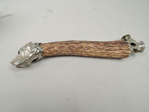 Antique Edwardian Horn-Handled Hound Dog Cigar Cutter
