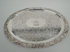 Large Boston Classical Coin Silver Tray with Oak Branch Rim