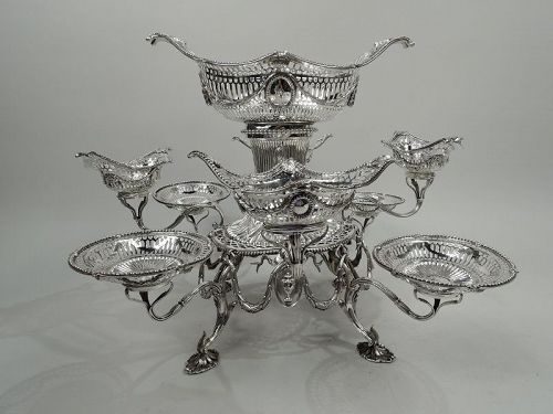 Antique English Victorian Neoclassical Sterling Silver Epergne 1895