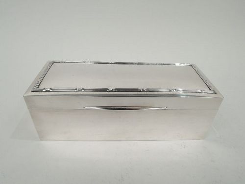 Antique English Edwardian Classical Sterling Silver Jewelry Box