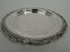 Antique Tiffany Victorian Georgian Tray with Shell and Flower Rim