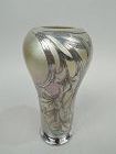 Quezal New York Art Nouveau Iridescent Silver Overlay Vase