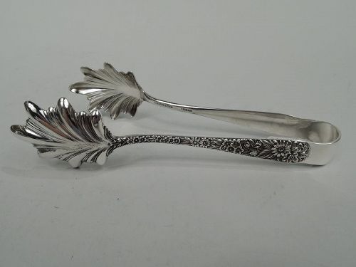Antique Kirk Repousse Sterling Silver Ice Tongs