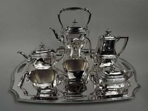 Tiffany Hampton Art Deco Sterling Silver Coffee & Tea Set on Tray