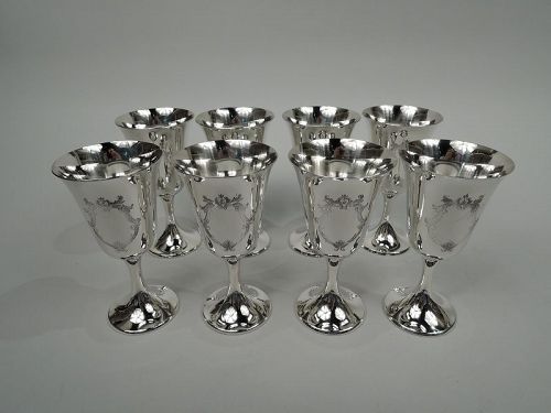 Set of 8 Gorham Goblets in Engraved Puritan Pattern