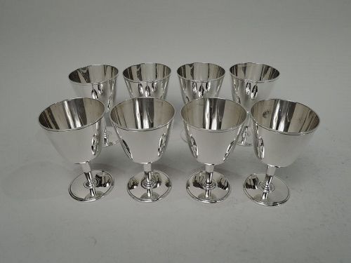 Set of 8 Antique Tiffany Art Deco Sterling Silver Cocktail Cups