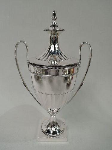 Antique English Edwardian Classical Sterling Silver Covered Urn 1905