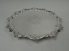 English Georgian Sterling Silver Shell Salver Tray by Coker 1765