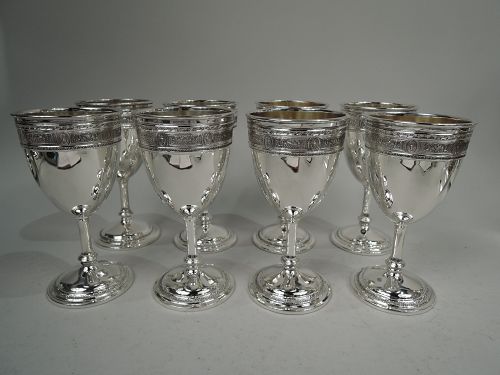 Set of 8 International Wedgwood Sterling Silver Goblets
