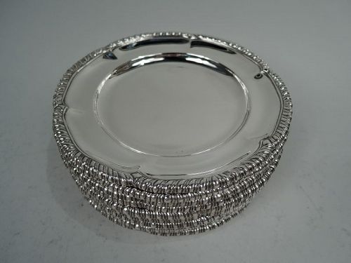 Set of 12 Traditional Georgian Sterling Silver Bread & Butter Plates