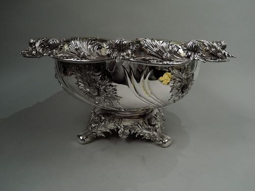 Gorgeous Tiffany Chrysanthemum Sterling Silver Centerpiece Punchbowl