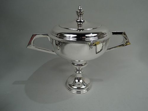 English Modern Classical Sterling Silver Covered Trophy Cup 1963