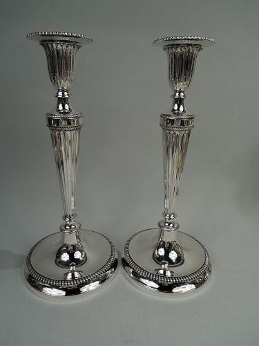 Pair of Tiffany Big & Bold Sterling Silver Classical Candlesticks