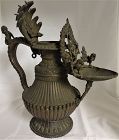 18/19TH CENTURY NEPALESE CAST BRONZE  HINDU SUKUNDA LAMP