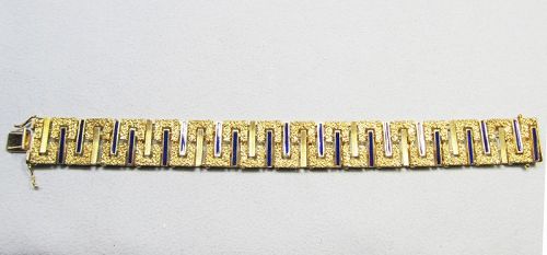 Mid-century Modern 14Kt Gold and Enameled Bracelet