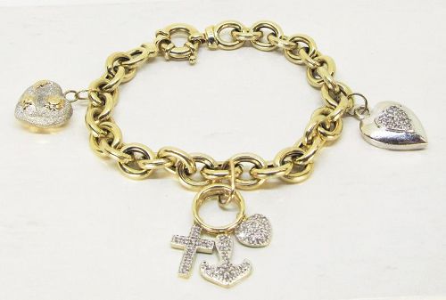 Charm Bracelet 14Kt Gold Heart Themed