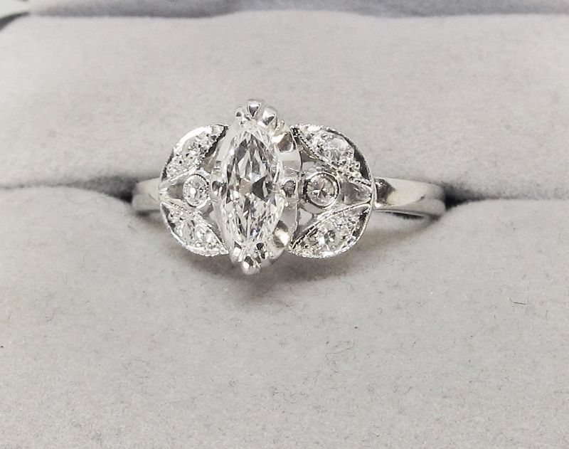 Marquise Diamond Engagement Ring Platinum