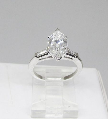 Engagement Ring, 1.65Ct Marquise Diamond, Platinum