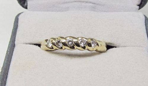 Diamond Band Set in 14Kt Yellow Gold with Five Diamonds on Top