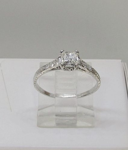 Diamond Engagement Ring Set in Platinum Vintage Antique