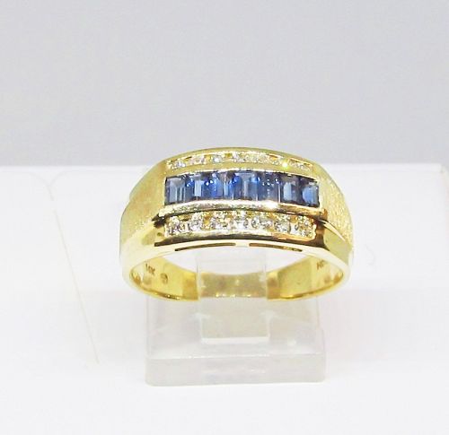 Sapphire and Diamond Ring/Band 14Kt Yellow Gold
