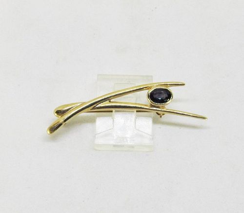 Abstract 14Kt Gold and Natural Sapphire Pin